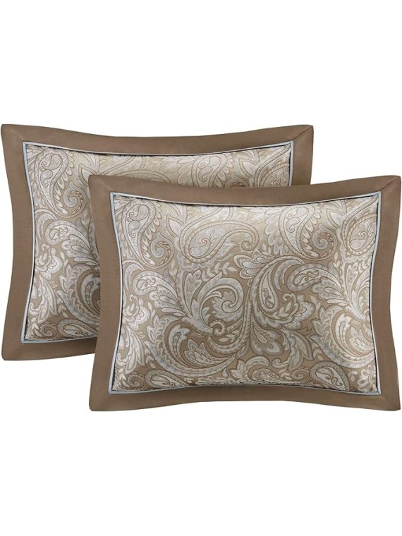 Essentials Brystol 24 Piece Room in a Bag Faux Silk Comforter Jacquard Paisley Design Matching Curtains Down Alternative Hypoallergenic All Season Bedding-Set, Cal King, Blue