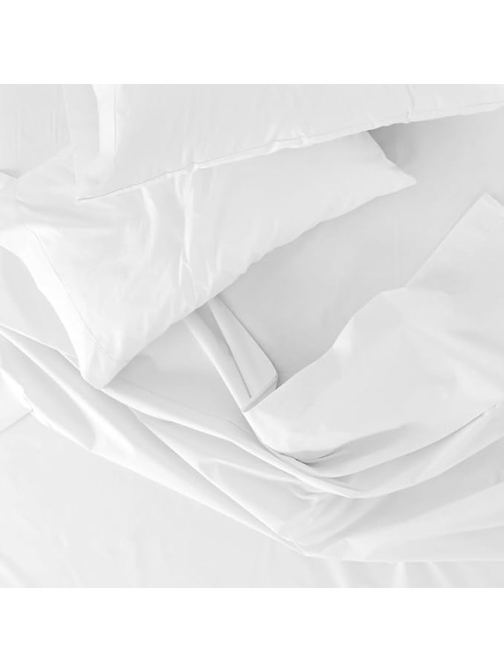 , Queen Size Thermoregulating Bed Sheet Set, 4 Piece Bedding, 600 Thread Count, Breathable & Cooling Sheets, Sateen, 100% Peruvian Pima Cotton, White