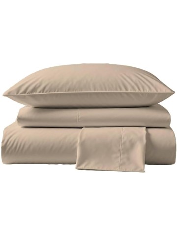 , King Size Thermoregulating Bed Sheet Set, 4 Piece Bedding, 600 Thread Count, Breathable & Cooling Sheets, Sateen, 100% Peruvian Pima Cotton, Latte