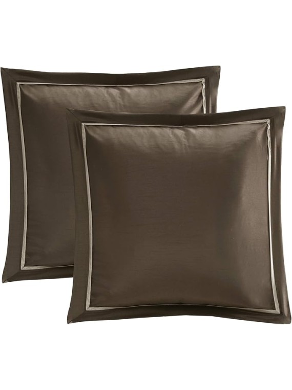 Essentials Delaney 24-Piece Room In A Bag Comforter Set-Satin Jacquard All Season Luxury Bedding, Sheets, decorative pillows and Curtains, Valance, Cal King(104"x92"), Medallion Navy