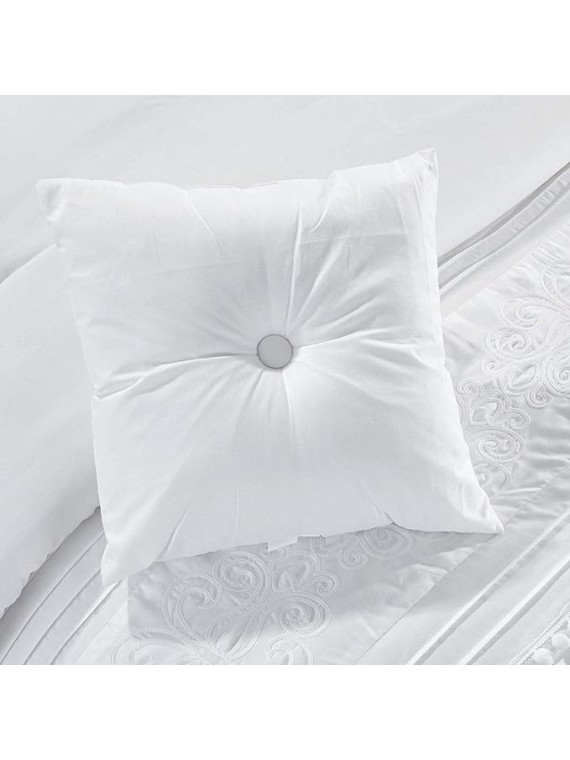 7 Piece Chenille Comforter Set Cal King, Pleated Embroidered Elegant Beautiful Decorative Textured Homey Feel Soft Cozy Comfy