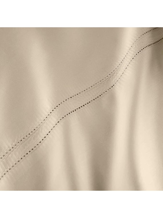Luxury 100% CEA Certified Egyptian Cotton Sheet Bed Set | Extra-Long Staple | Cool, Breathable, Ultra Comfort | Double Hem-Stitched | Flat, Fitted, and 1 Pillowcase (Tan, Twin)