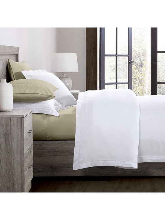 Luxury 100% CEA Certified Egyptian Cotton Sheet Bed Set | Extra-Long Staple | Cool, Breathable, Ultra Comfort | Double Hem-Stitched | Flat, Fitted, and 1 Pillowcase (Tan, Twin)