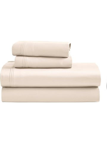 100% Egyptian Cotton Sheets, Luxury 1500 Thread Count Bed Set, Sateen Weave, Soft Long Staple Cotton, 1 Elastic Deep Pocket Fitted Sheet, 2 Pillowcases, 1 Flat Sheet, Queen Size, Ivory