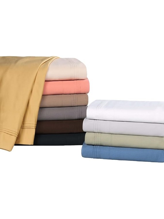 100% Egyptian Cotton Sheets, Luxury 1500 Thread Count Bed Set, Sateen Weave, Soft Long Staple Cotton, 1 Elastic Deep Pocket Fitted Sheet, 2 Pillowcases, 1 Flat Sheet, Queen Size, Ivory