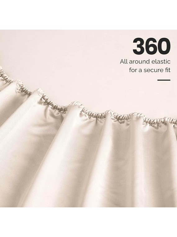 100% Egyptian Cotton Sheets, Luxury 1500 Thread Count Bed Set, Sateen Weave, Soft Long Staple Cotton, 1 Elastic Deep Pocket Fitted Sheet, 2 Pillowcases, 1 Flat Sheet, Queen Size, Ivory