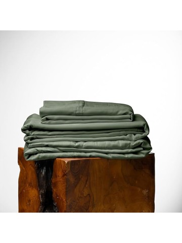 Eucalyptus Cooling Pillowcase and Sheet Sets King Size | 100% Certified Tencel Fiber from Austria | Better Than Silk Linen Bamboo and Cotton | Deep Pocket Bedding | Moss