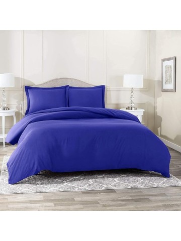 Olympic-Queen Size 7 Piece Duvet Cover Set Set (30 inch Deep Pocket Sheet Set and Duvet Cover Set) - 600 Thread Count, 100% Egyptian Cotton - Royal Blue Solid