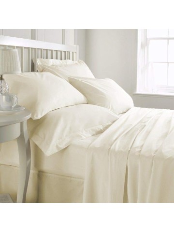 Olympic-Queen Size 7 Piece Duvet Cover Set Set (28 inch Deep Pocket Sheet Set and Duvet Cover Set) - 600 Thread Count, 100% Egyptian Cotton - Ivory Solid