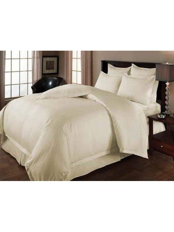 Olympic-Queen Size 7 Piece Duvet Cover Set Set (28 inch Deep Pocket Sheet Set and Duvet Cover Set) - 600 Thread Count, 100% Egyptian Cotton - Ivory Solid