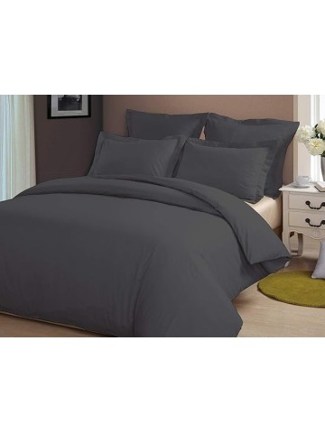 Full-XL Size 7 Piece Duvet Cover Set Set (30 inch Deep Pocket Sheet Set and Duvet Cover Set) - 600 Thread Count, 100% Egyptian Cotton - Elephant Grey Solid