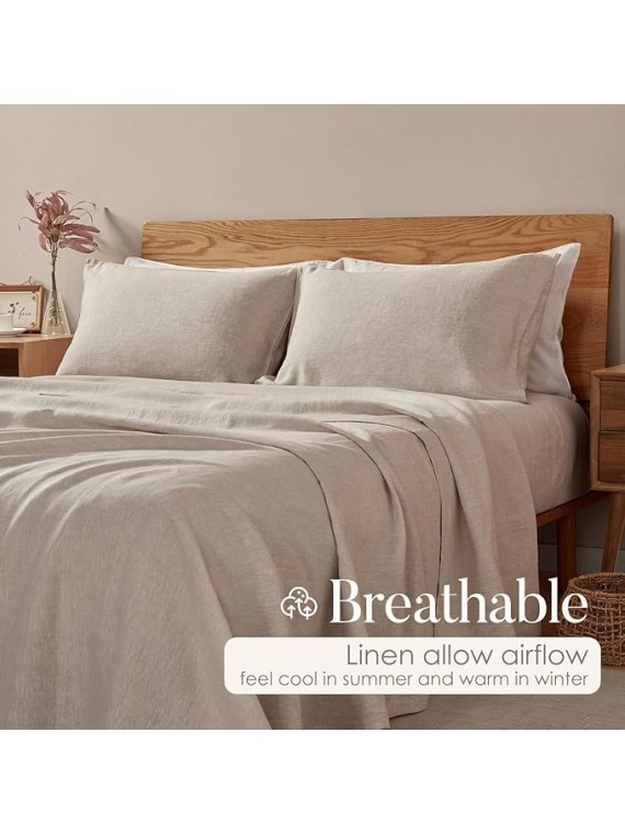 Pure Linen Sheets Set & Pillowcases in Queen Size