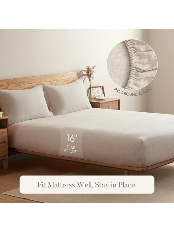 Pure Linen Sheets Set & Pillowcases in Queen Size