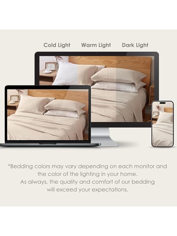 Pure Linen Sheets Set & Pillowcases in Queen Size