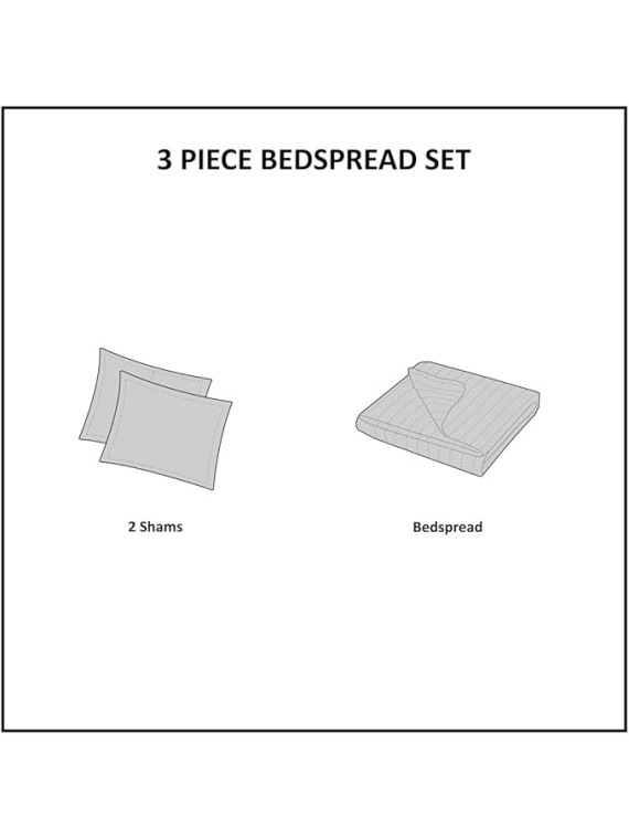 Cozy and Elegant 3 Piece Tufted Cotton Chenille Bedspread Set for King/Cal King Beds, Floral Medallion Design, Off-White