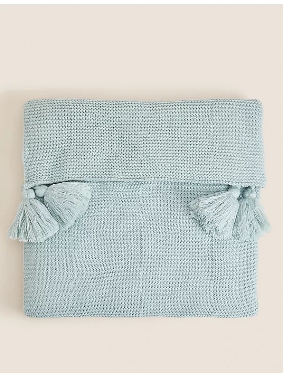 Pure Cotton Patterned Tassel Throw