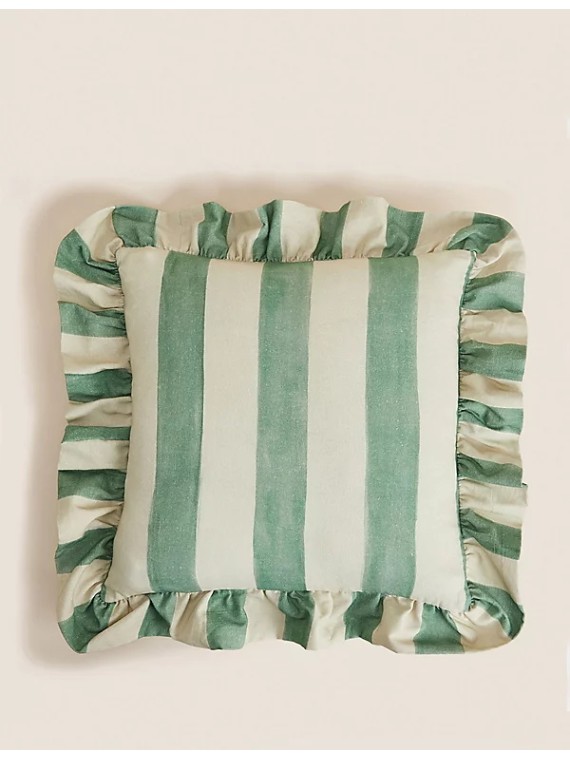 Cotton with Linen Frilled Cushion