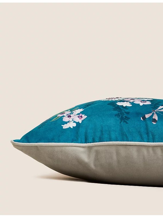 Velvet Bee Embroidered Cushion