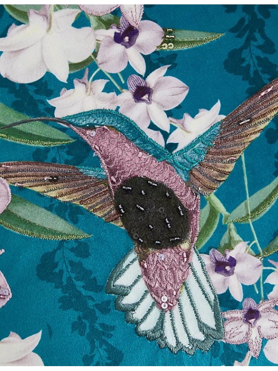 Velvet Bee Embroidered Cushion