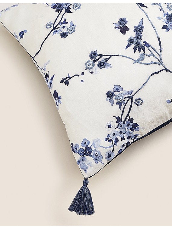Pure Cotton Textured Tasselled Cushion