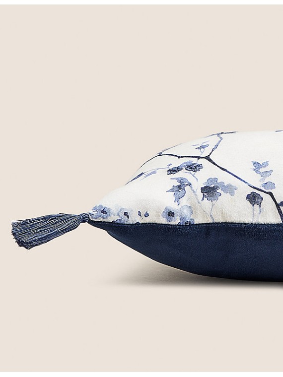 Pure Cotton Textured Tasselled Cushion
