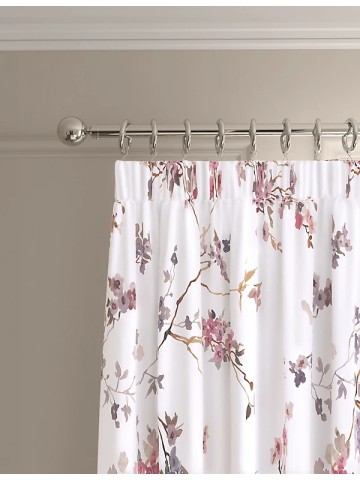 Sateen Cherry Blossom Pencil Pleat Blackout Curtains