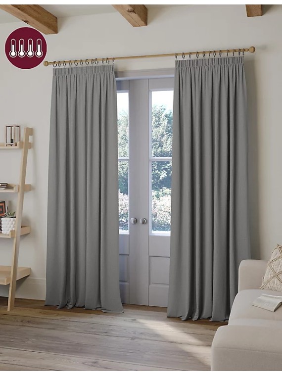 Brushed Pencil Pleat Blackout Ultra Temperature Smart Curtains
