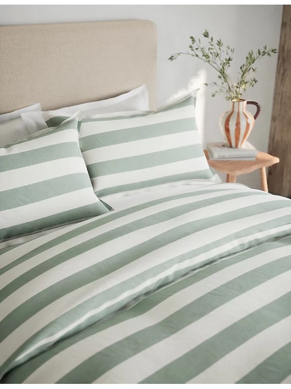 Linen Blend Striped Bedding Set