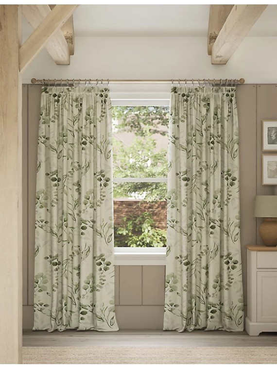 Pure Cotton Watercolour Pencil Pleat Curtains