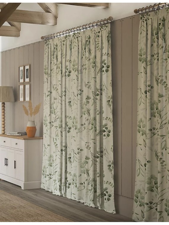 Pure Cotton Watercolour Pencil Pleat Curtains
