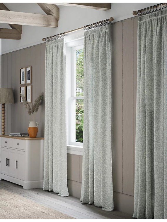 Leaf Jacquard Pencil Pleat Curtains