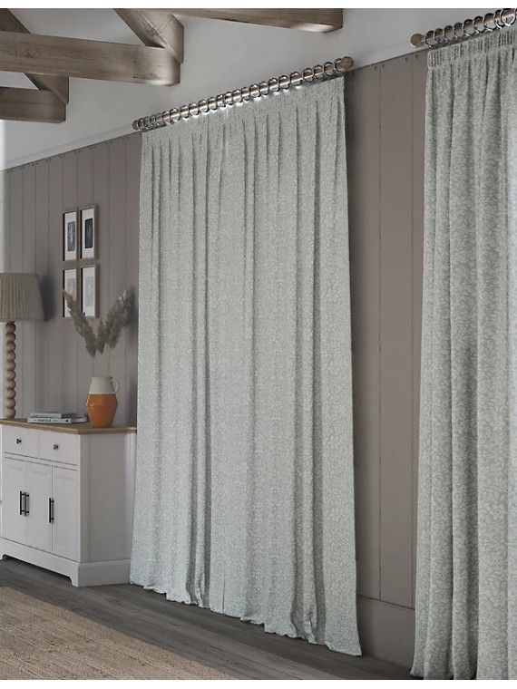 Leaf Jacquard Pencil Pleat Curtains