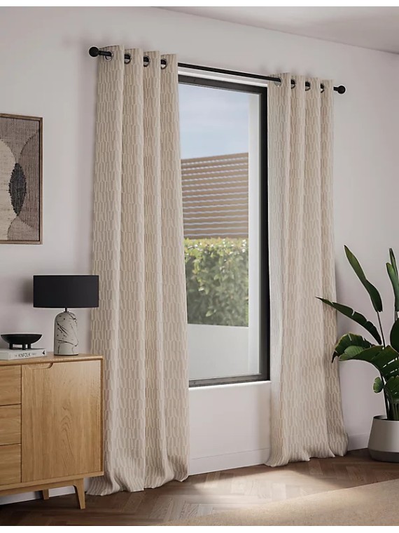 Pure Cotton Geometric Eyelet Curtains