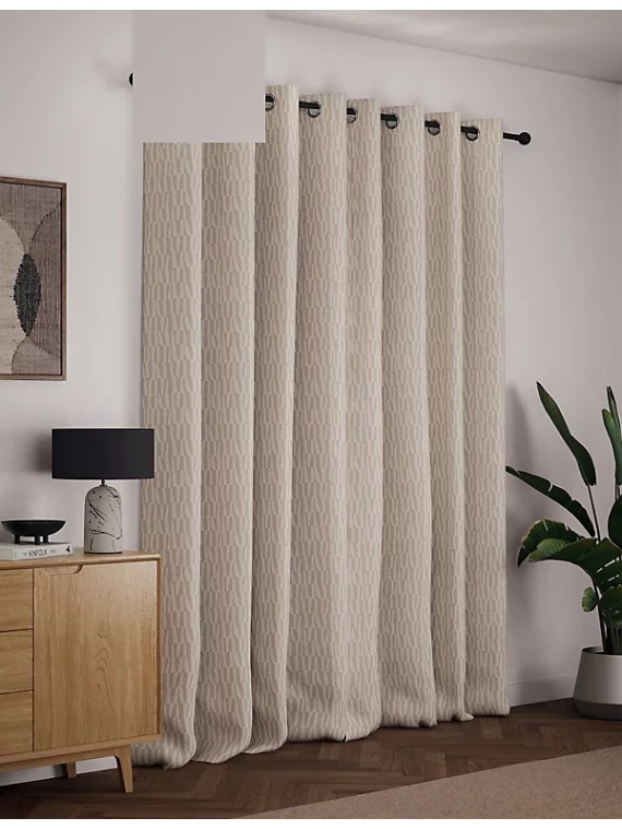 Pure Cotton Geometric Eyelet Curtains