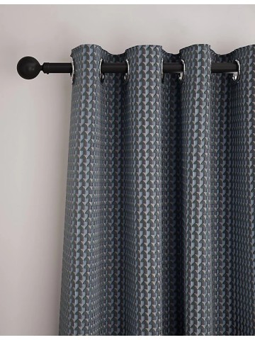 Velvet Geometric Eyelet Curtains
