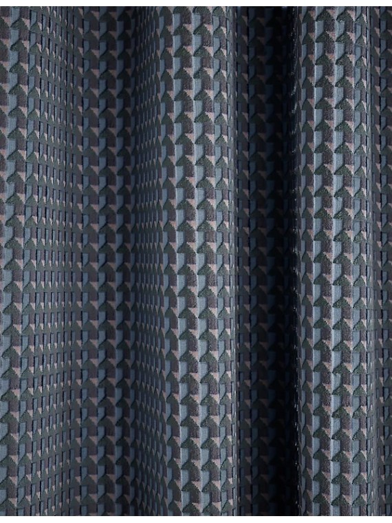 Velvet Geometric Eyelet Curtains
