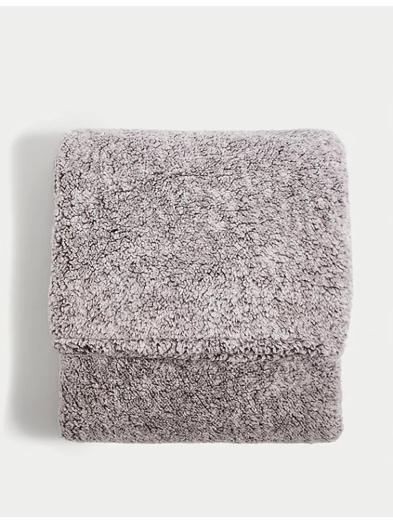 Teddy Fleece Plain Throw