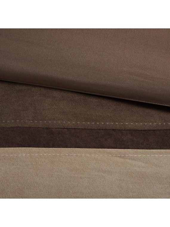 Palisades Comforter Set Modern Faux Suede Pieced Stripe Design, All Season Down Alternative Cozy Bedding with Matching Shams, Decorative Pillows, Cal King(104