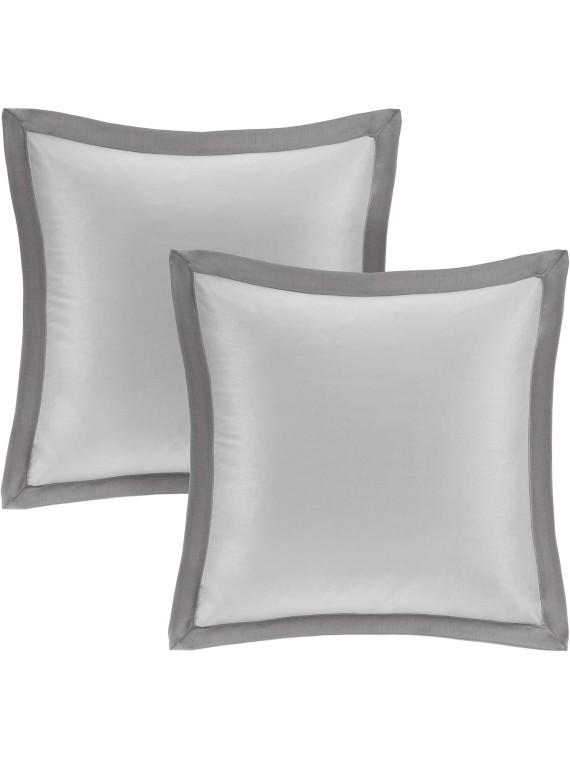 Cozy Comforter Set Jacquard Damask MedallionDesignModern All Season, Down Alternative Bedding, Shams, Decorative Pillows,Cal King(104 in x 92 in), Grey RIAB 24 Piece