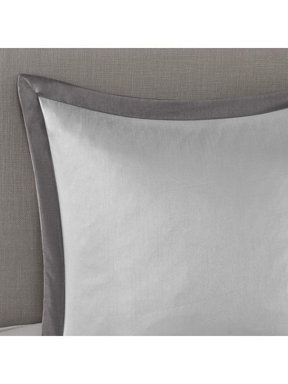 Cozy Comforter Set Jacquard Damask MedallionDesignModern All Season, Down Alternative Bedding, Shams, Decorative Pillows,Cal King(104 in x 92 in), Grey RIAB 24 Piece