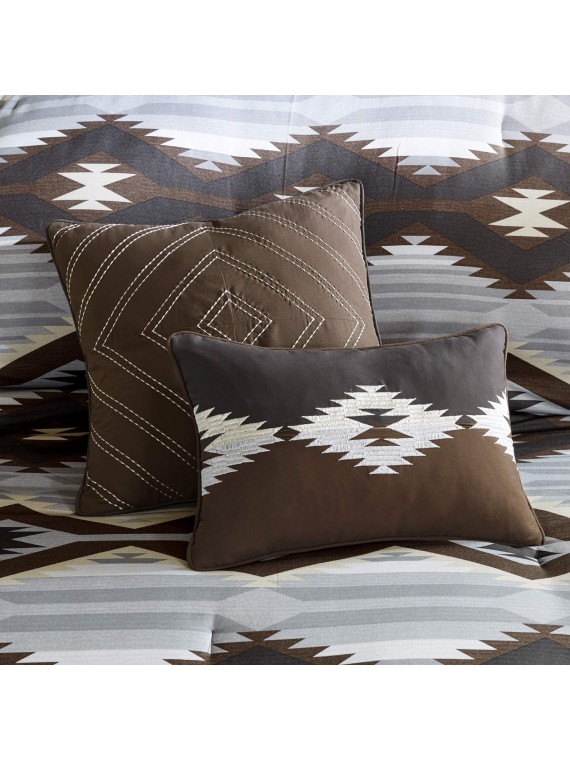 Rustic Lodge Cabin Comforter Set - All Season Down Alternative Warm Bedding Layer and Matching Shams, Oversized King, Bitter Creek, Grey/Brown
