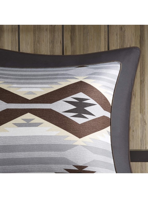 Rustic Lodge Cabin Comforter Set - All Season Down Alternative Warm Bedding Layer and Matching Shams, Oversized King, Bitter Creek, Grey/Brown