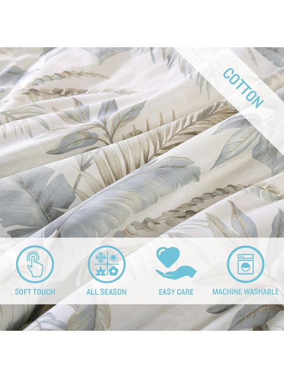 Queen Comforter Set, Reversible Cotton Bedding with Matching Shams, All Season Home Decor (Bakers Bluff Blue, Queen)