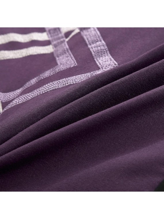 Collection Arden 7-Piece Modern Pleated Stripe Embroidered Zigzag Bedding Comforter Set (King, Purple/Black/Gray/White)