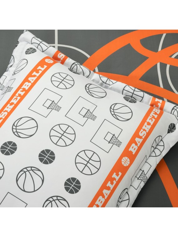 Basketball Game Reversible Oversized 5 Piece Comforter Set - Cozy & Soft Kids Sports Themed Bedding Set - Full/ Queen, Charcoal