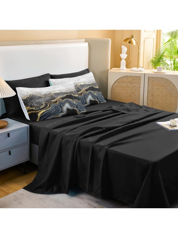 Marble Comforter Bedding Set California King Size 8 Pieces Abstract Marble Bed in a Bag Comforter Set for Kids 1 Comforter, 4 Pillowcases, 1 Flat Sheet, 1 Fitted Sheet, 1 Cushion Cover