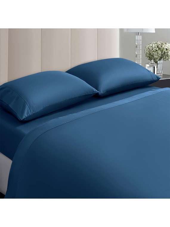 100% Egyptian Cotton Sheets King Size,1000 Thread Count Luxury Heavy Bed Sheets Set,Very Smooth Soft with 18&#34; Deep Pocket Sheets 4 Pc Sets(Ocean Blue, King)