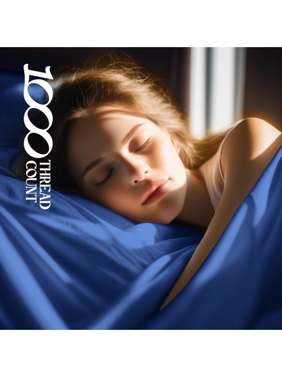 100% Egyptian Cotton Sheets King Size,1000 Thread Count Luxury Heavy Bed Sheets Set,Very Smooth Soft with 18&#34; Deep Pocket Sheets 4 Pc Sets(Ocean Blue, King)