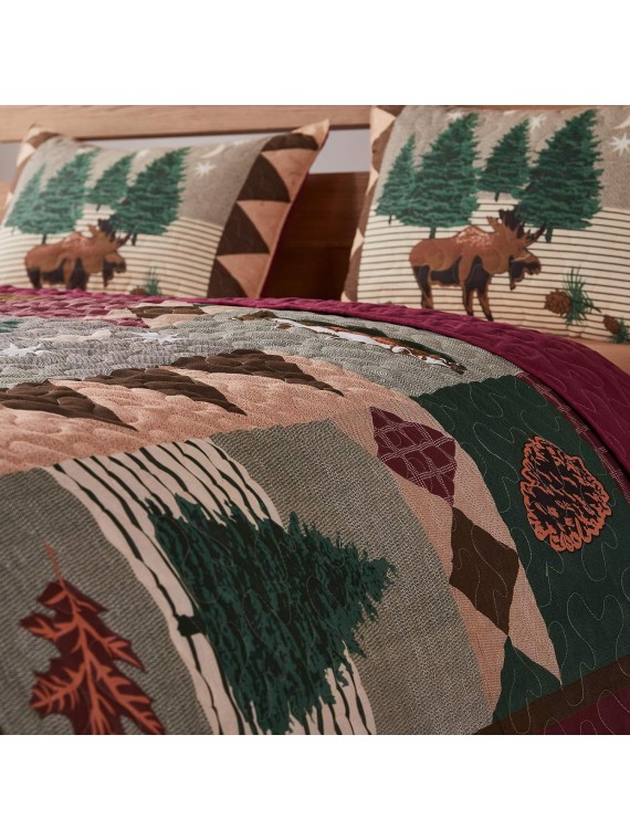 Moose Lodge Quilt Set, King, Natural