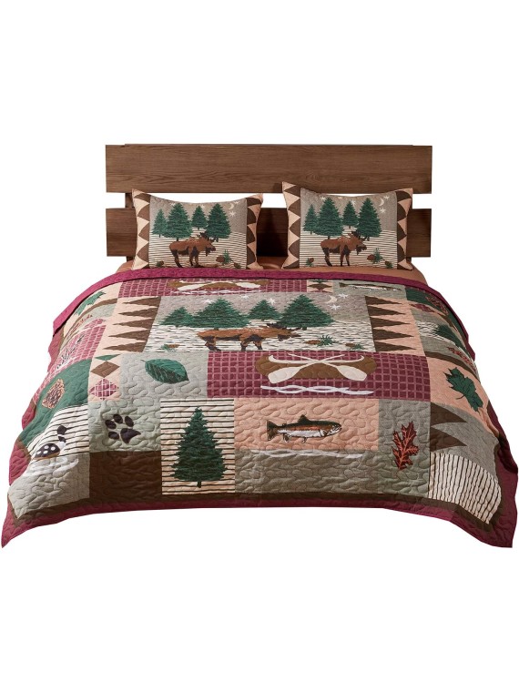 Moose Lodge Quilt Set, King, Natural